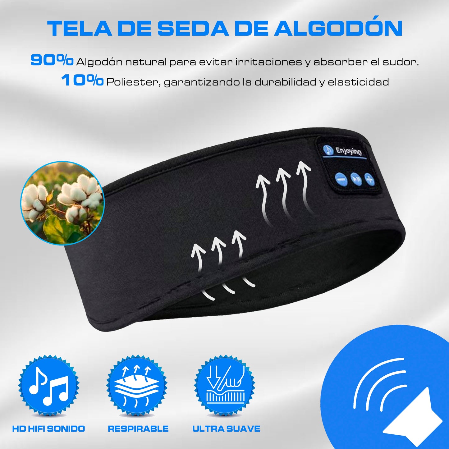 Diadema Bluetooth Deportiva – Música y Confort Sin Auriculares que se Caen