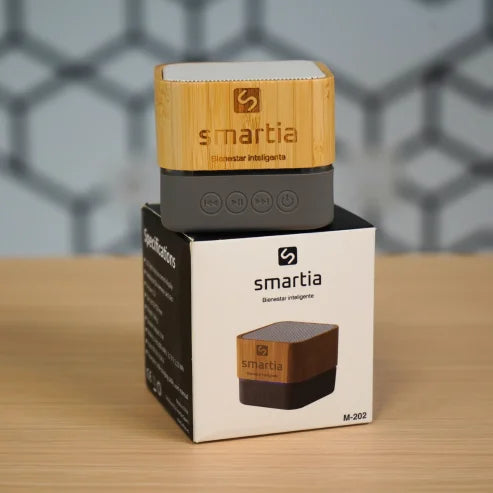 Mini altavoz portátil de bambú