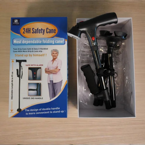 Bastón Seguridad 24H Smartia con Luz LED y Alarma de emergencia