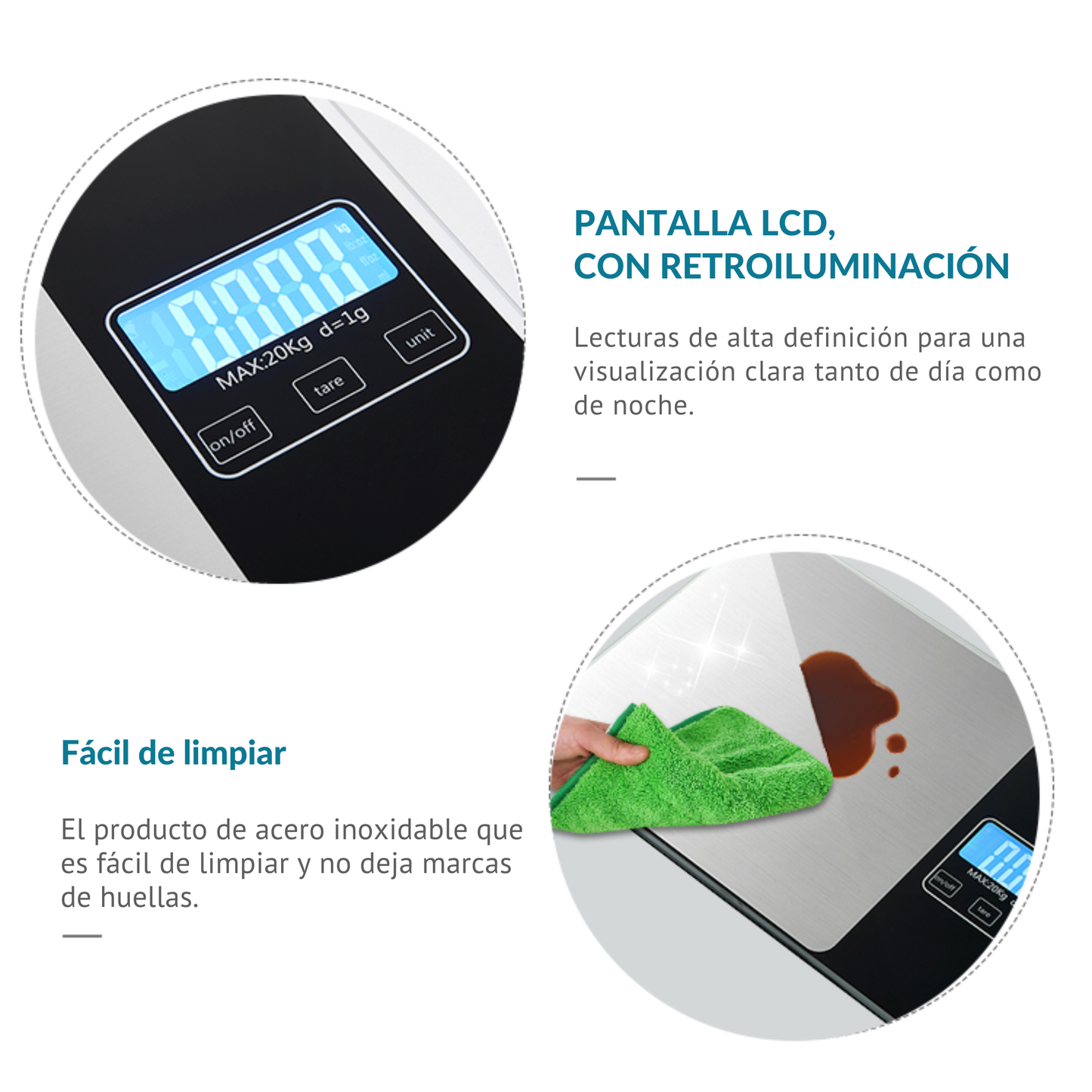Báscula de Cocina CONTROL FOOD. Báscula de Cocina Inteligente con APP en Español INCLUIDA.