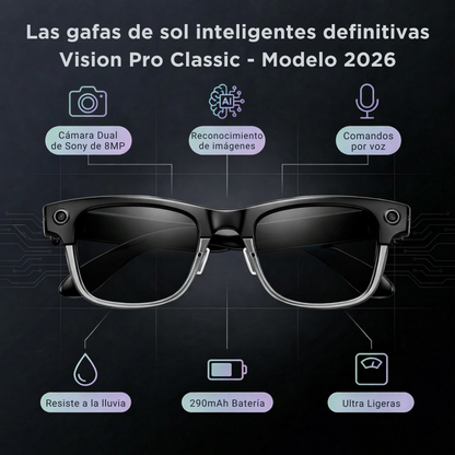 Smartia Vision Pro Style Sun – Gafas Inteligentes de sol con Cámara, IA GPT y sonido HiFi