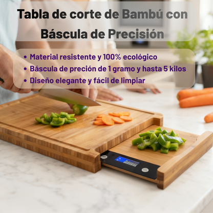 Tabla de corte de Bambú con Báscula incorporada