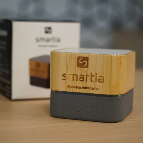 Mini altavoz portátil de bambú