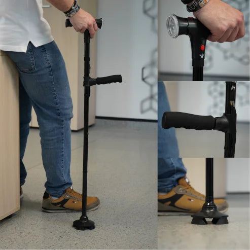 Bastón Seguridad 24H Smartia con Luz LED y Alarma de emergencia