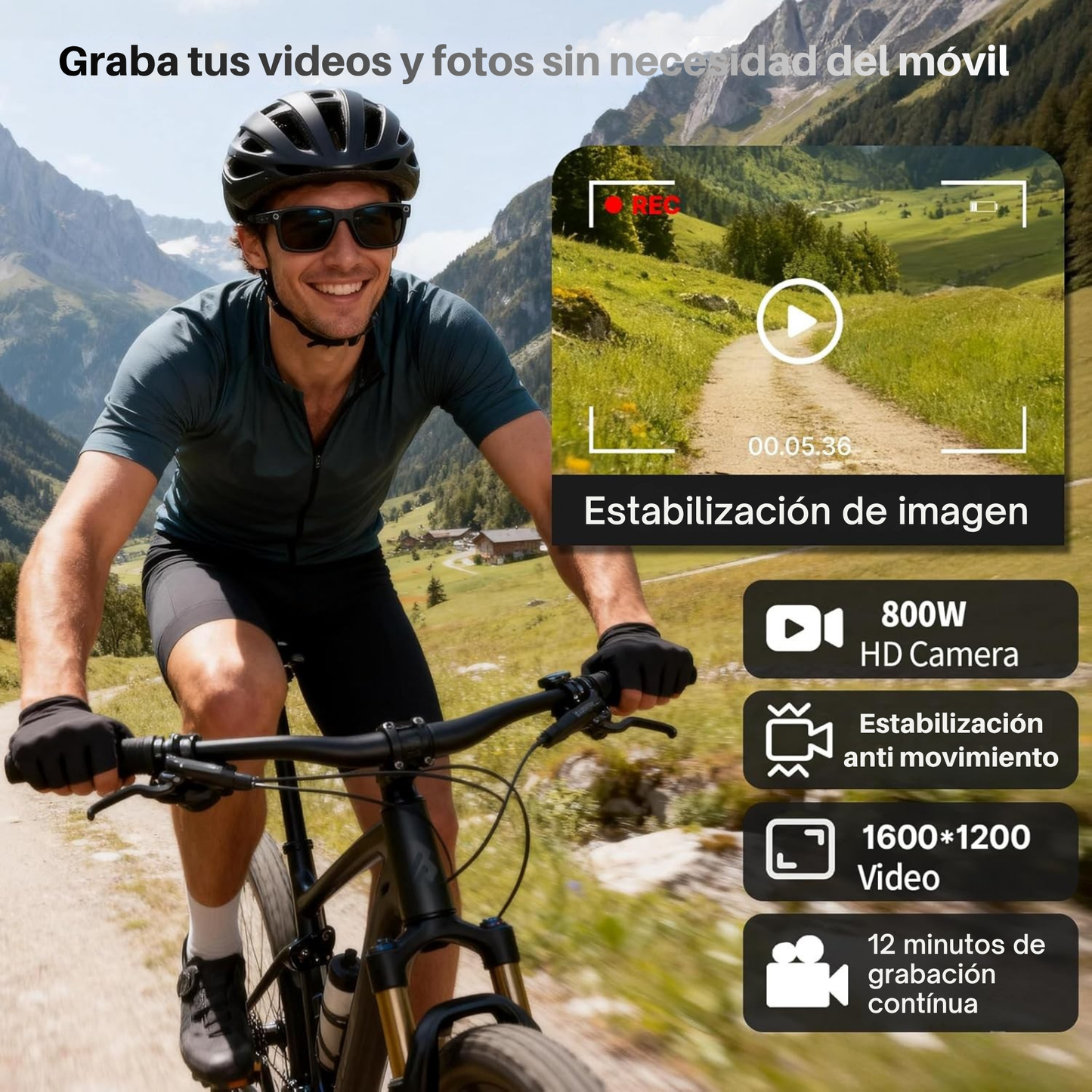 Smartia Vision Pro Style Sun – Gafas Inteligentes de sol con Cámara, IA GPT y sonido HiFi