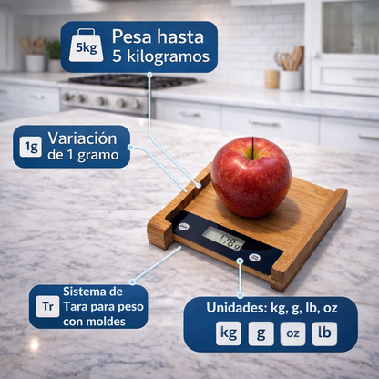 Tabla de corte de Bambú con Báscula incorporada