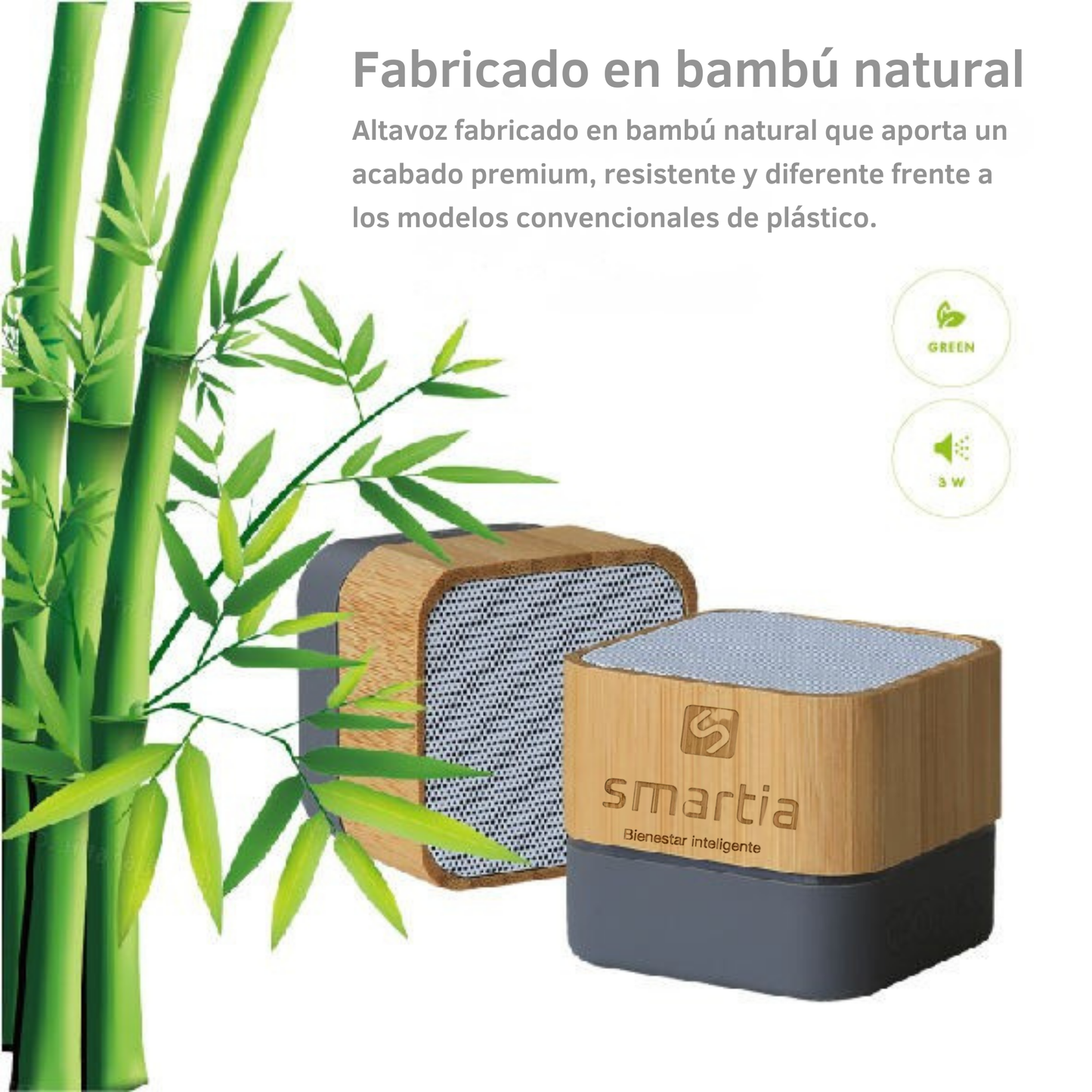 Mini altavoz portátil de bambú