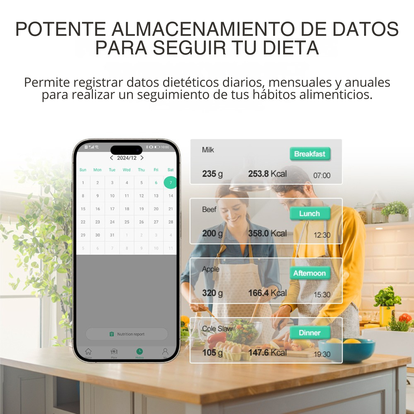 Báscula de Cocina CONTROL FOOD. Báscula de Cocina Inteligente con APP en Español INCLUIDA.