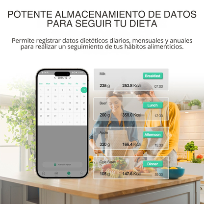 Báscula de Cocina CONTROL FOOD. Báscula de Cocina Inteligente con APP en Español INCLUIDA.