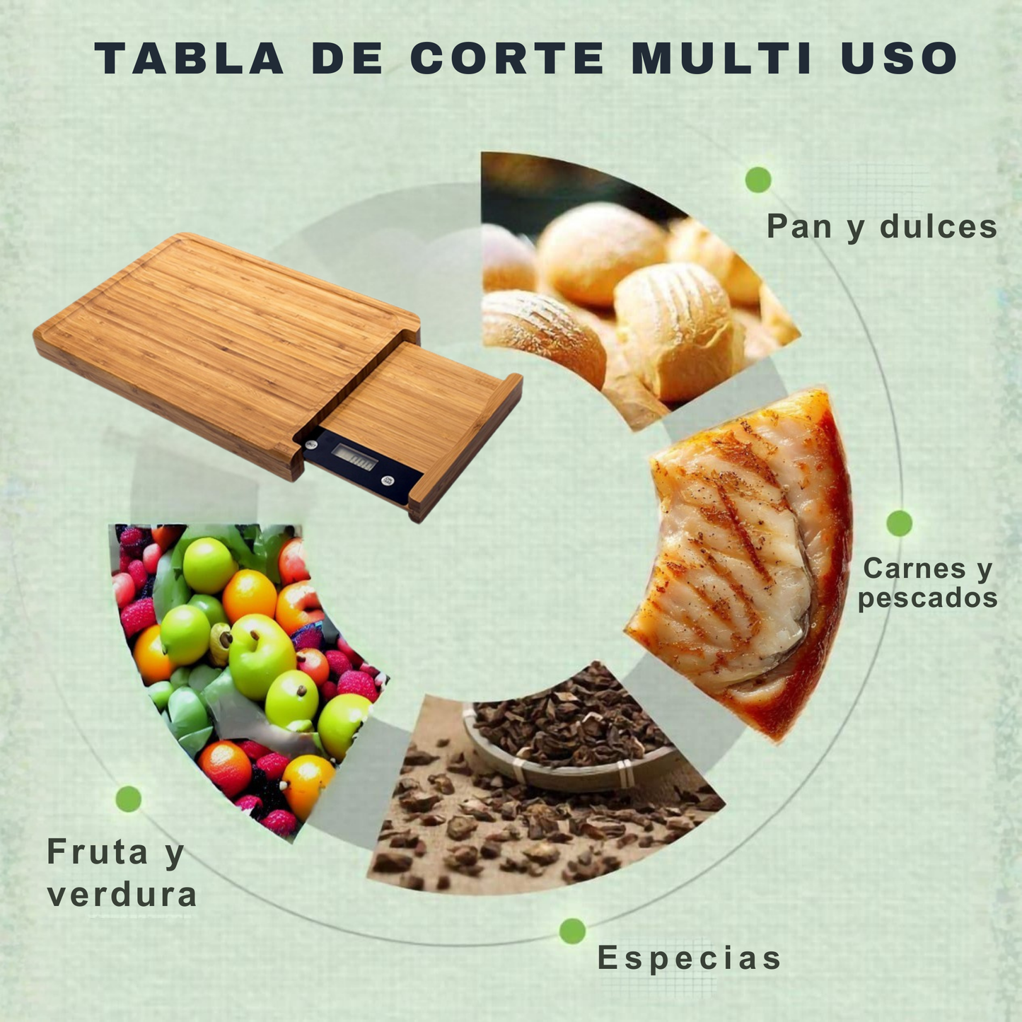 Tabla de corte de Bambú con Báscula incorporada
