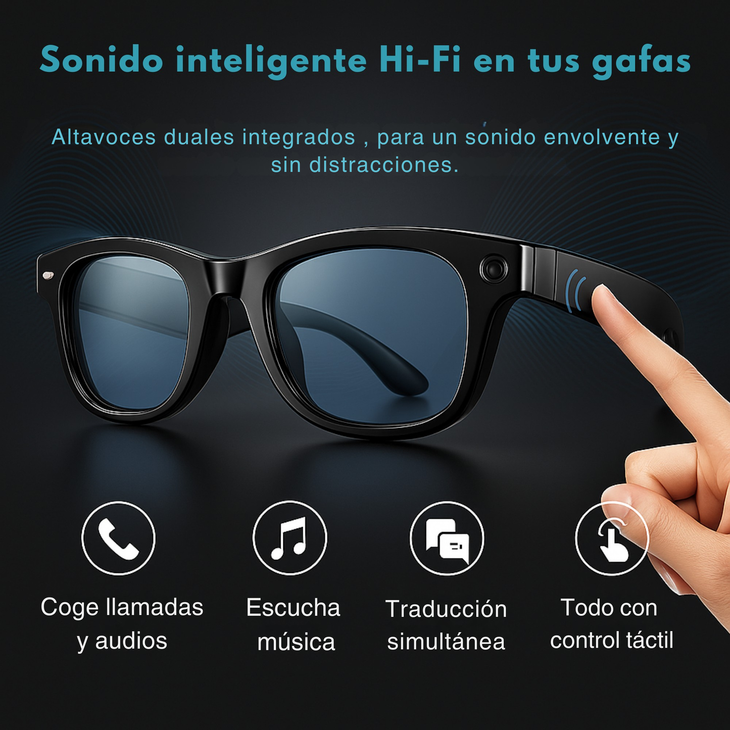 Smartia Vision Pro Classic Sun – Gafas Inteligentes de sol con Cámara, IA GPT y sonido HiFi