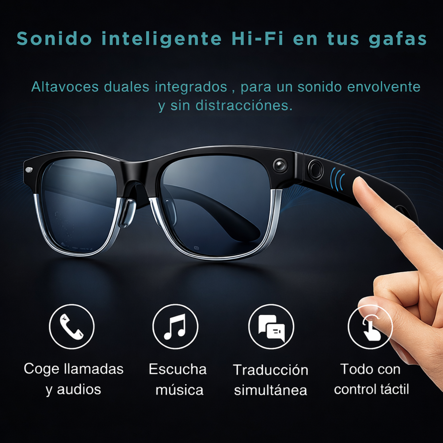 Smartia Vision Pro Style Sun – Gafas Inteligentes de sol con Cámara, IA GPT y sonido HiFi