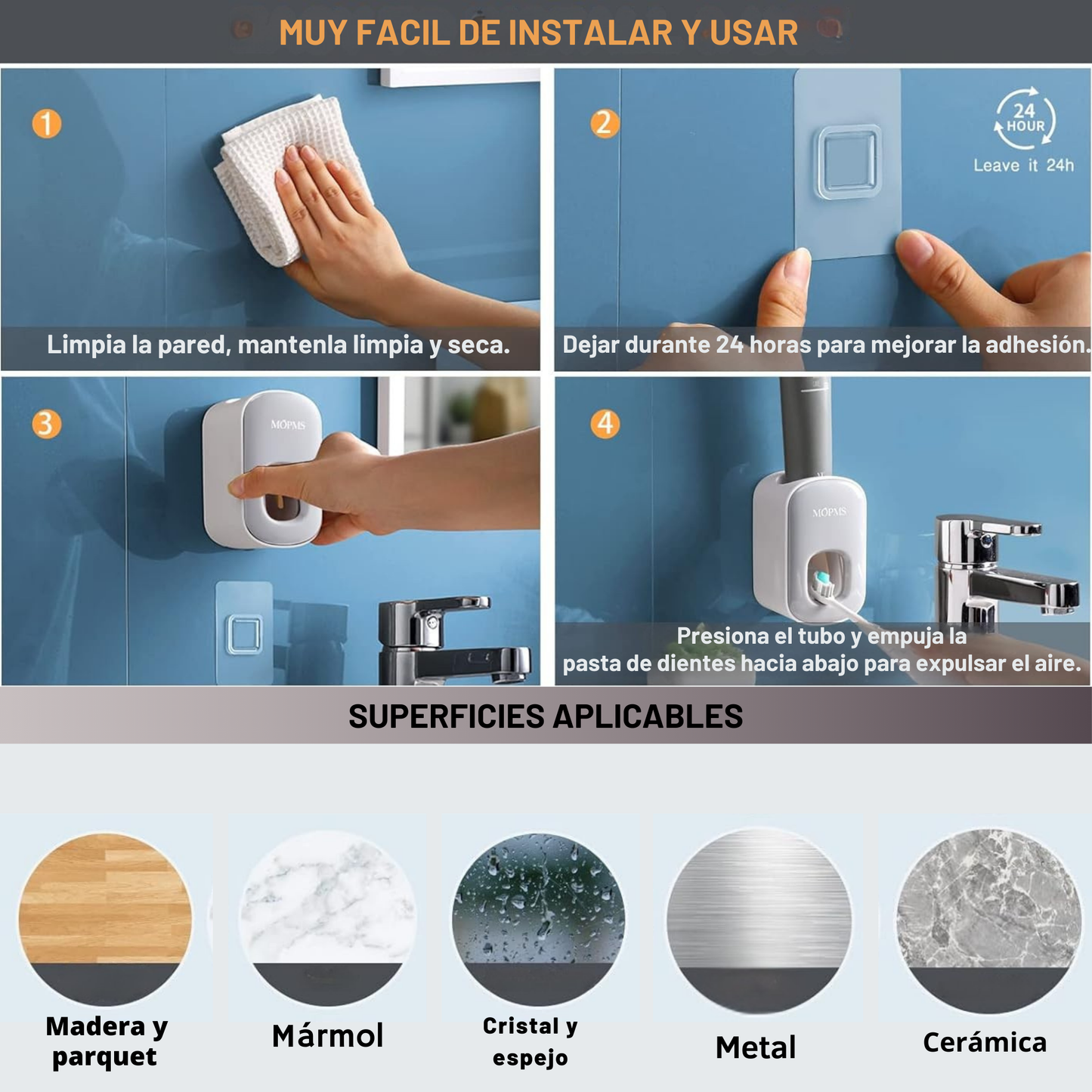 Dispensador de Pasta de Dientes SMARTIA - Diseño elegante, máxima funcionalidad