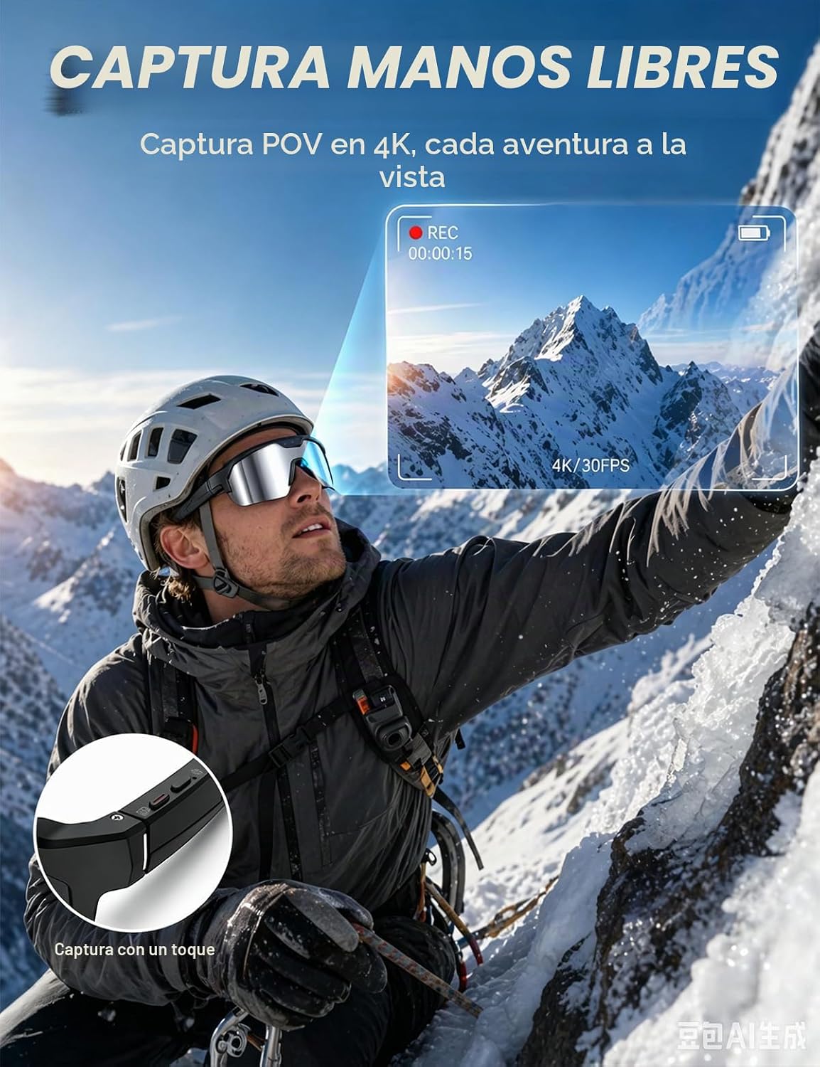 Smartia Vision Pro Sport - Gafas Inteligentes deportivas con cámara, IA GPT y sonido HiFi