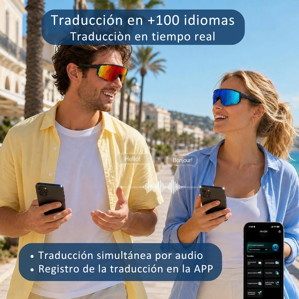 Smartia Vision Pro Sport - Gafas Inteligentes deportivas con cámara, IA GPT y sonido HiFi