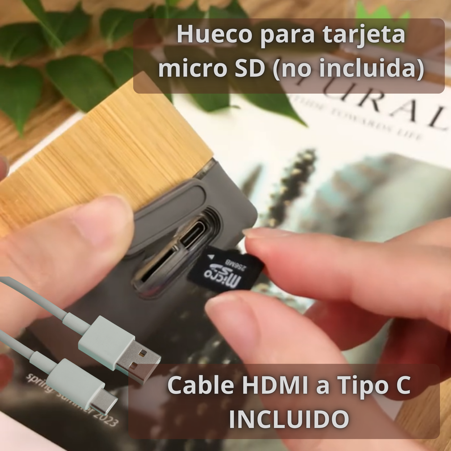 Mini altavoz portátil de bambú