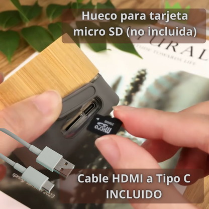 Mini altavoz portátil de bambú