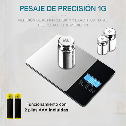 Báscula de Cocina CONTROL FOOD. Báscula de Cocina Inteligente con APP en Español INCLUIDA.