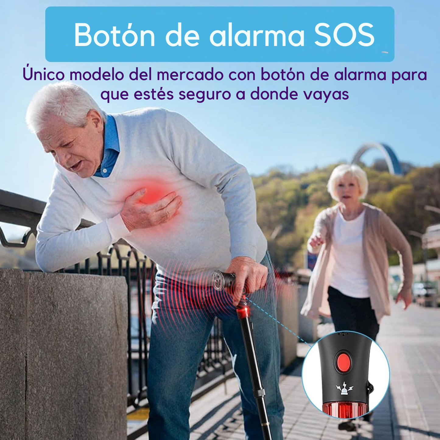 Bastón para Mayores con Alarma