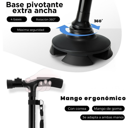 Bastón Seguridad 24H Smartia con Luz LED y Alarma de emergencia