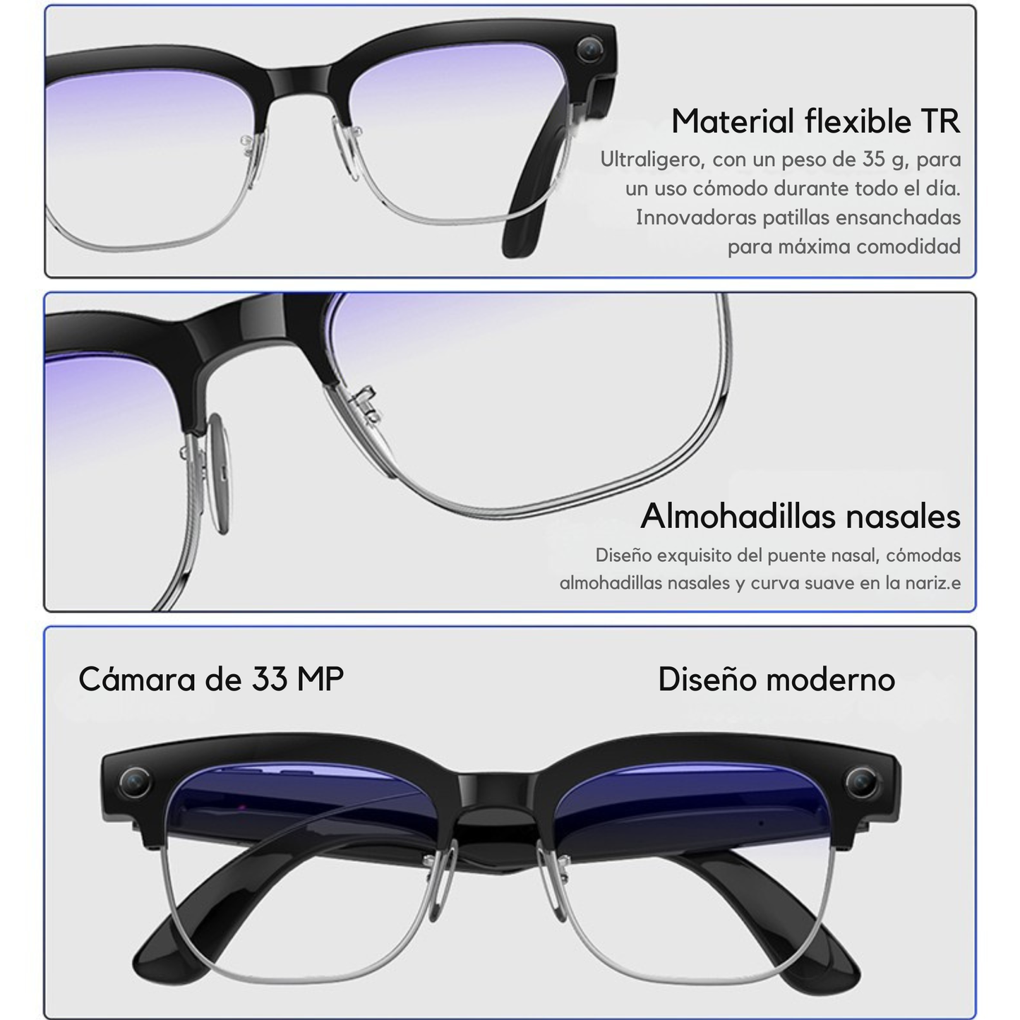 Smartia Vision Pro Style – Gafas Inteligentes con Cámara, IA GPT y Lentes Fotocromáticas