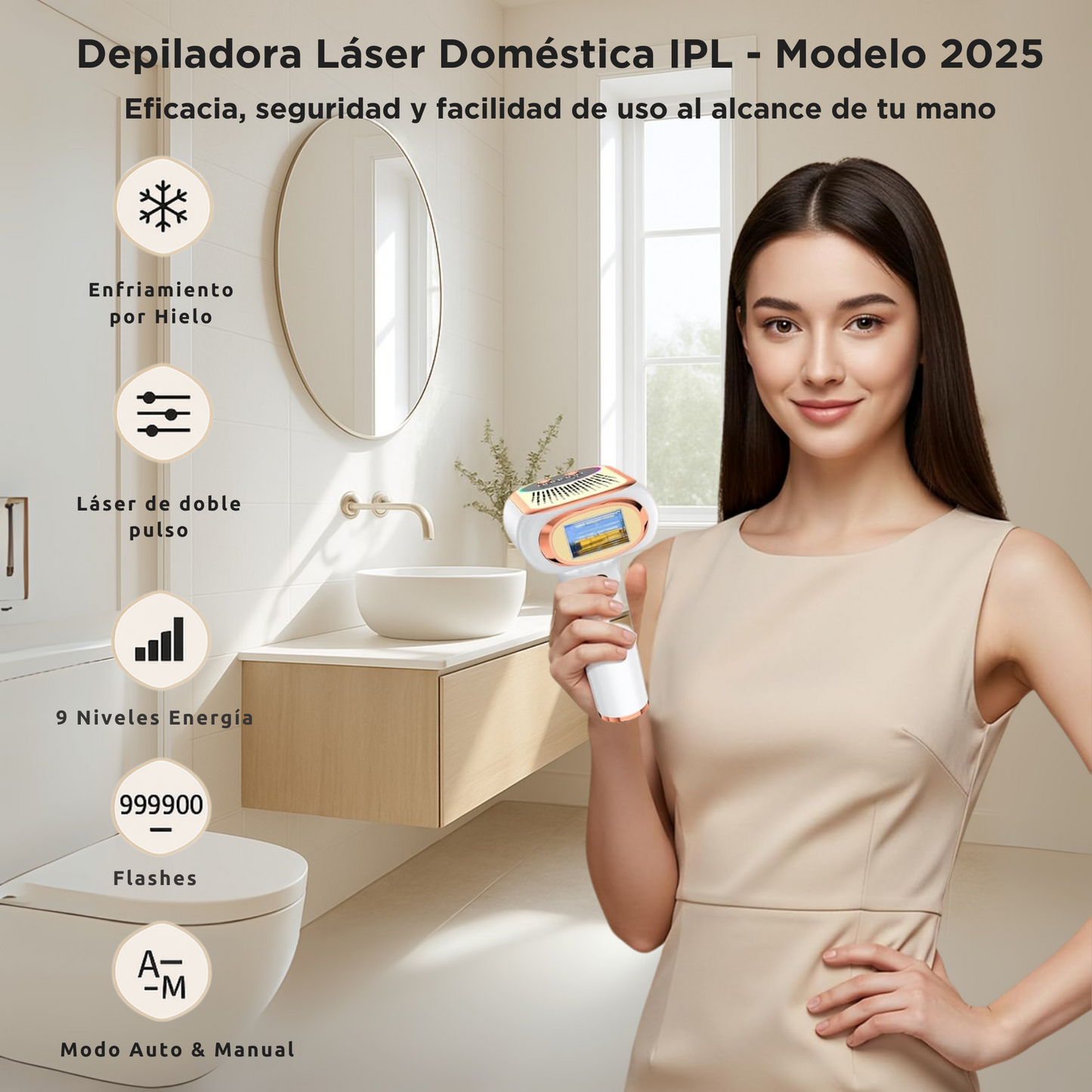 Depiladora IPL Modelo 2025 con Enfriamiento por Zafiro – Resultados Profesionales en Casa