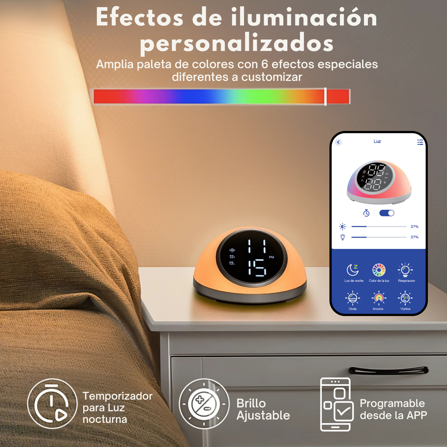 Despertador con Luz Natural y Sonidos Relajantes con APP Gratuita