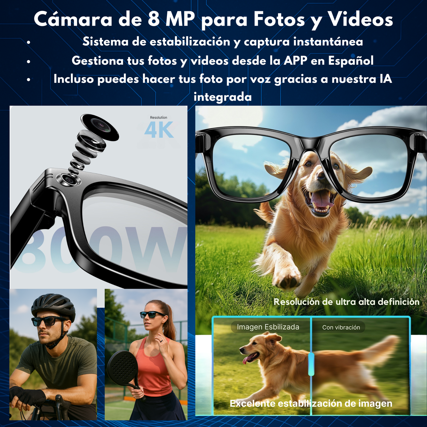 Smartia Vision Pro Classic – Gafas Inteligentes con Cámara, IA GPT5 y Lentes Fotocromáticas